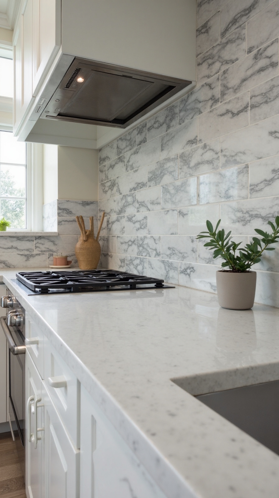 large format tile backsplash