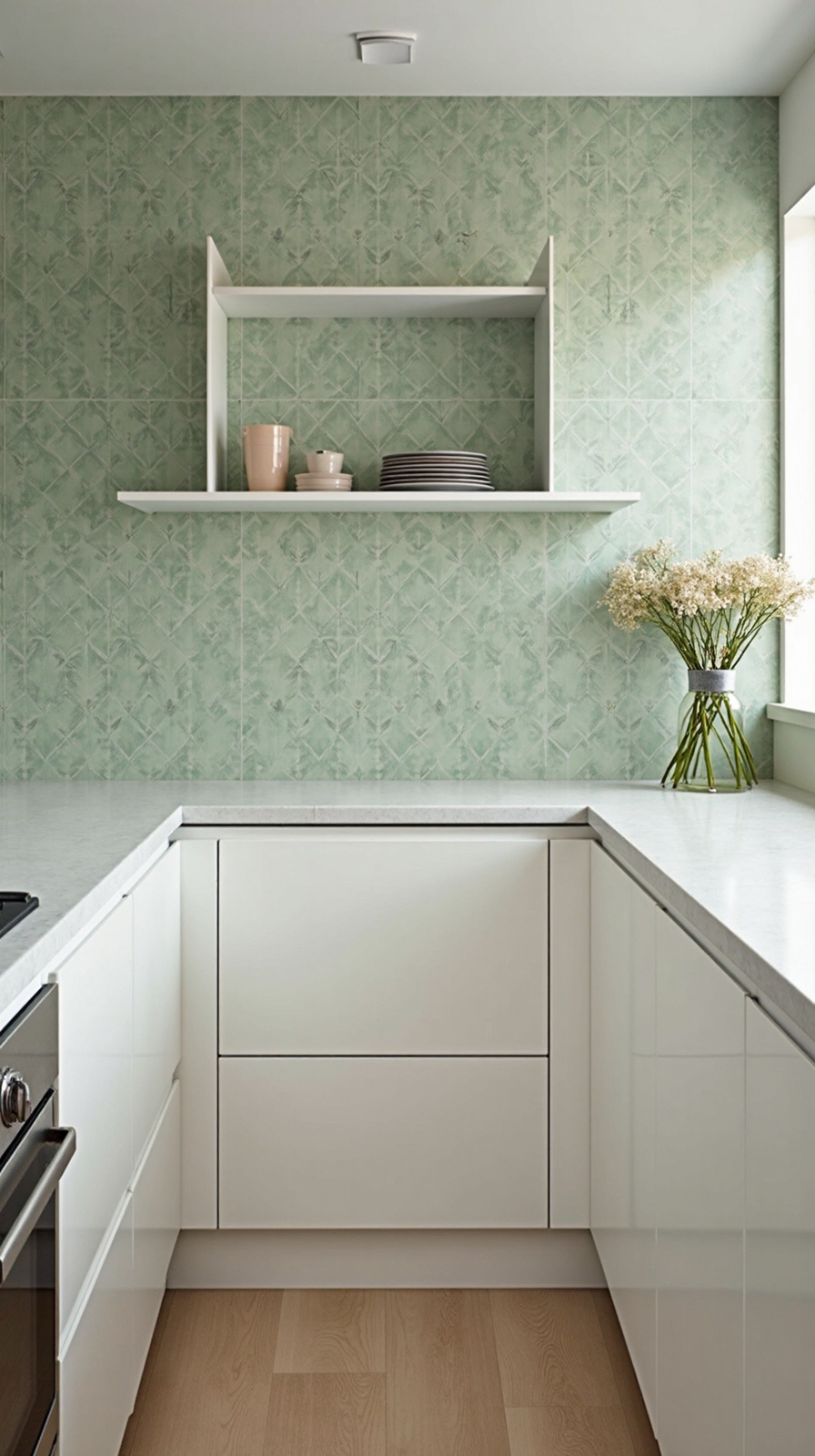 two-tone kitchen backsplash