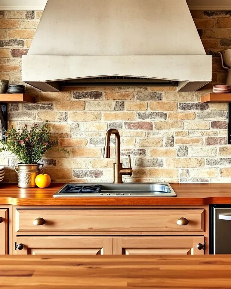 Reclaimed stone backsplash