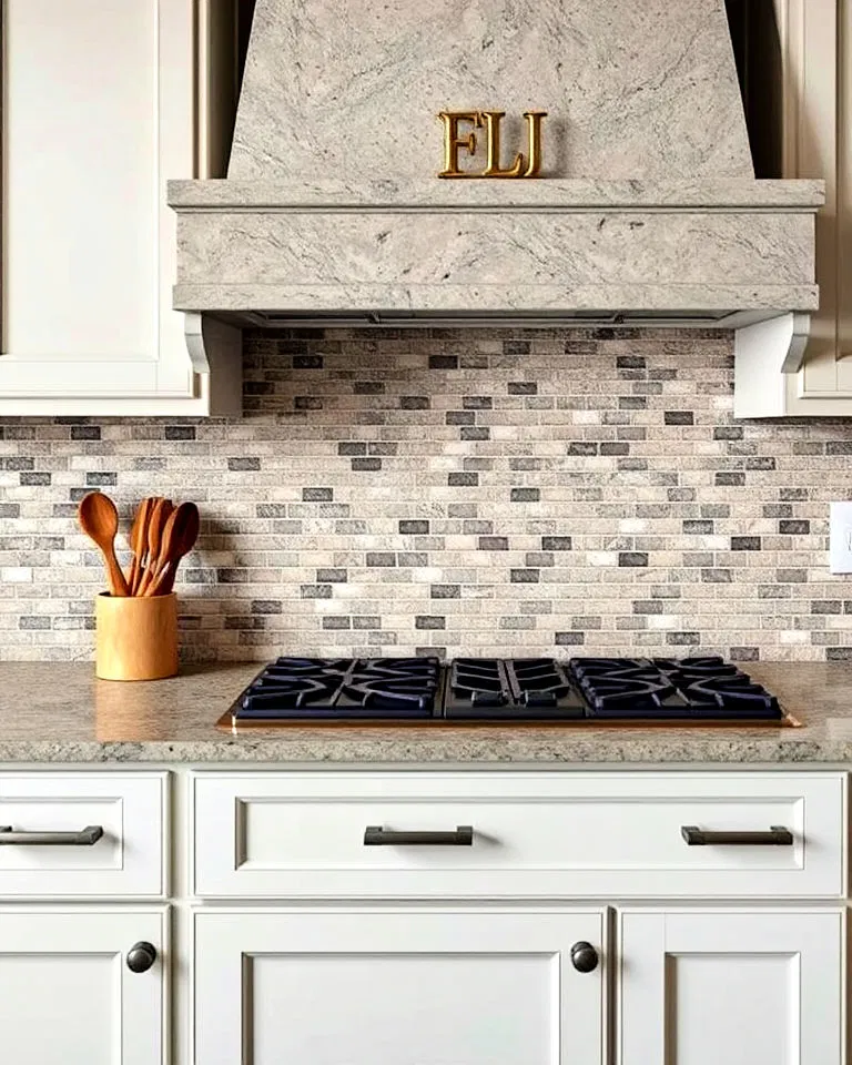 Granite mosaic tile backsplash