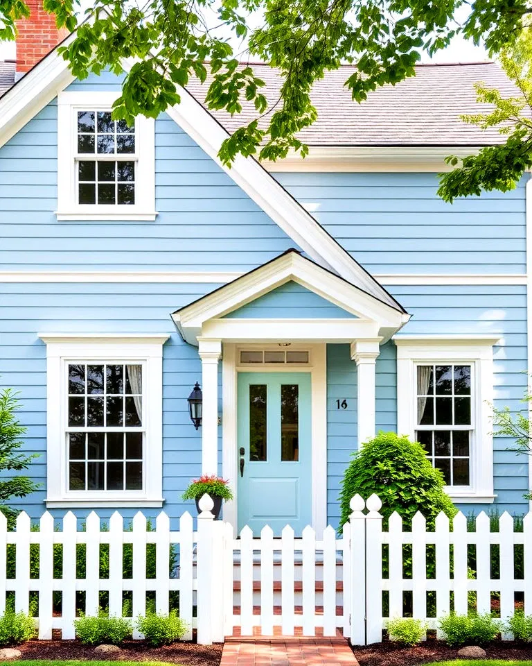serene blue with crisp white accents