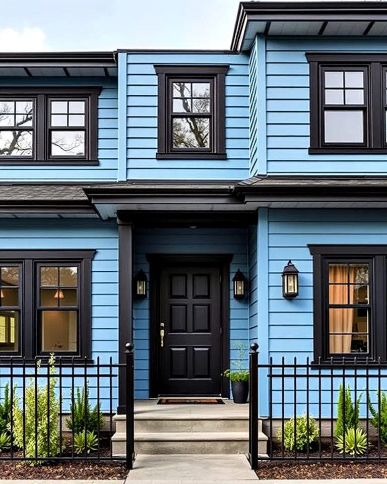 sky blue with bold black trim