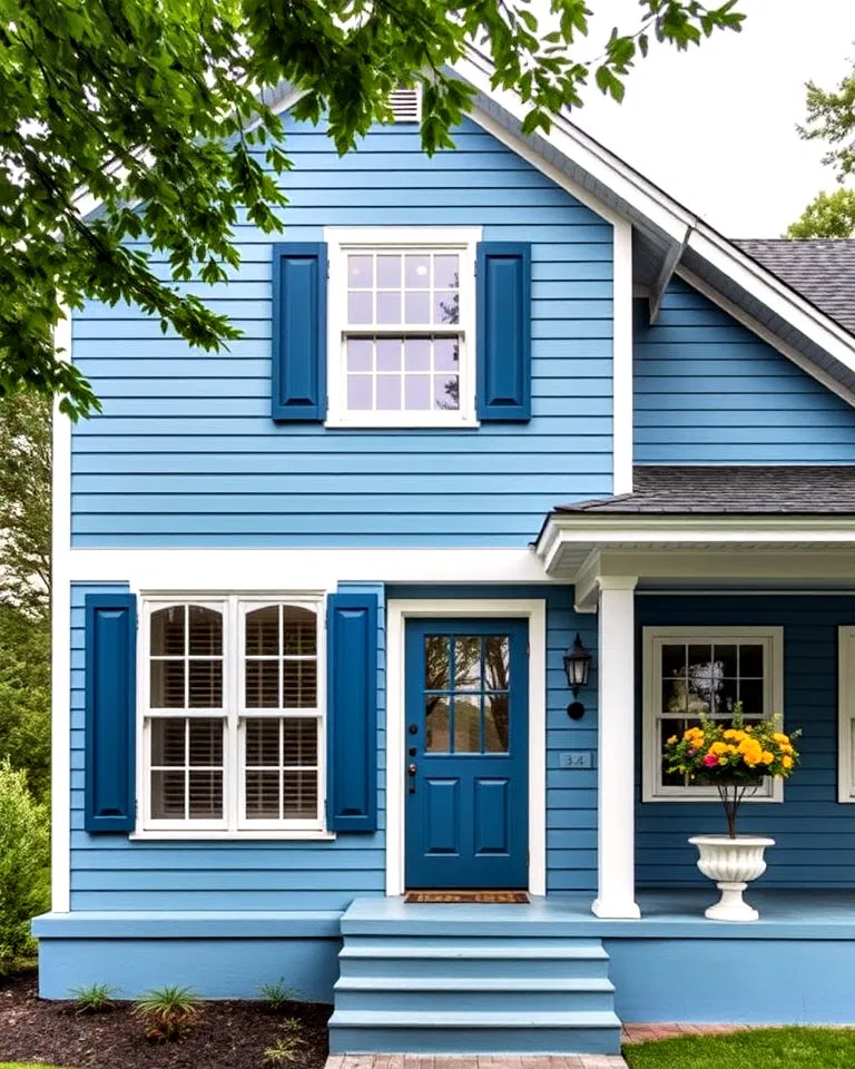 dual-shade blue exterior
