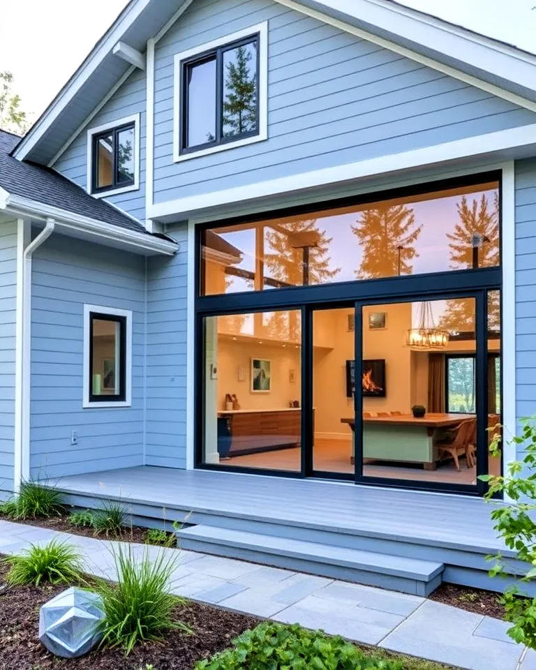 modern light blue with glass elements