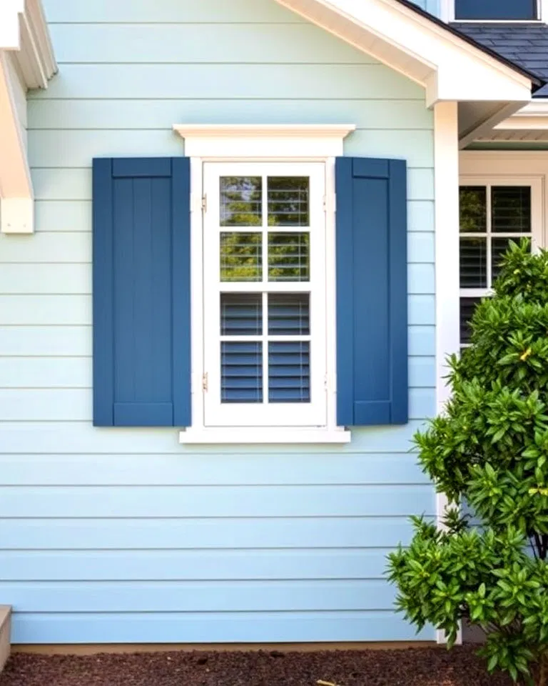 blue exteriors with contrasting shutters