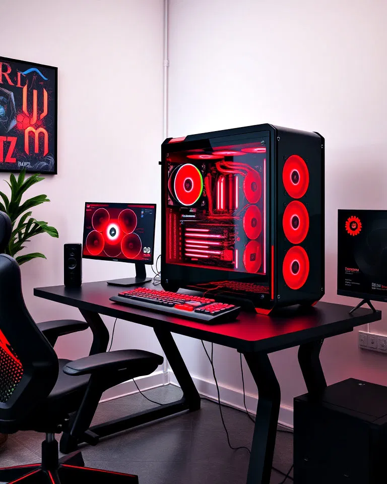 red and black custom built pc showcase