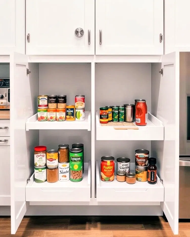 pull out pantry shelves to maximize storage