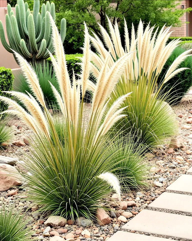 Ornamental grasses in desert landscaping