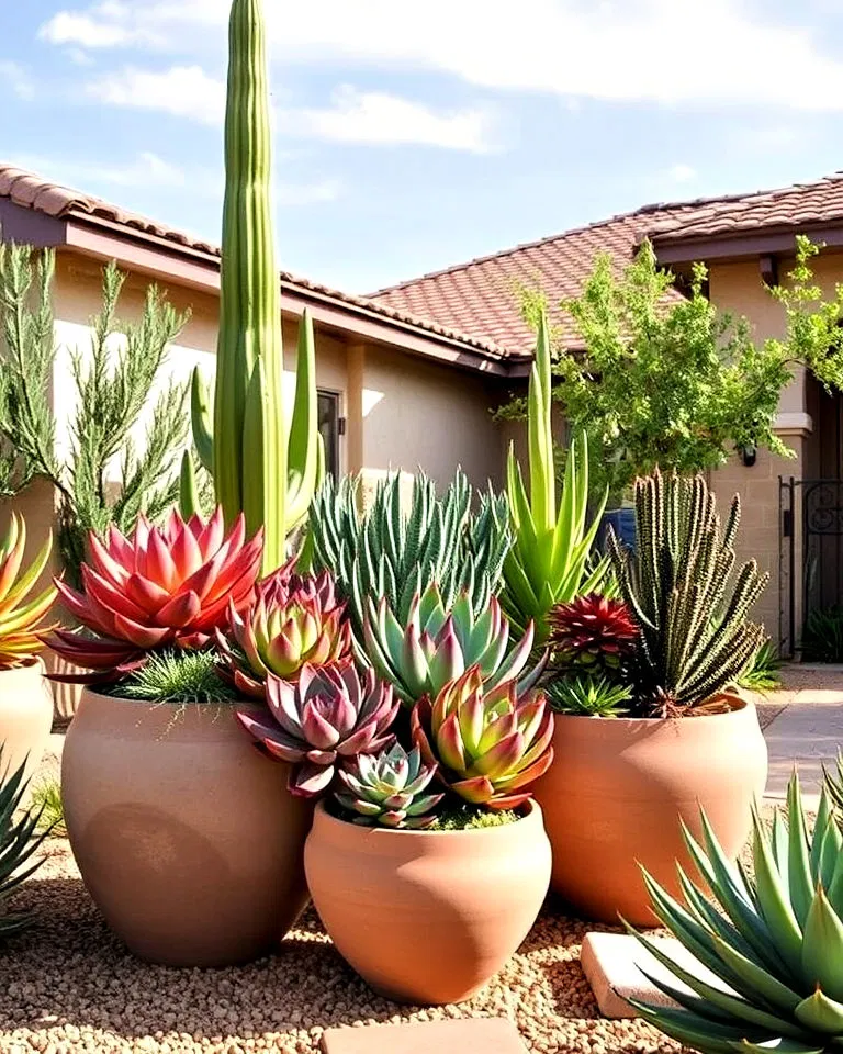 Succulent-filled planter display