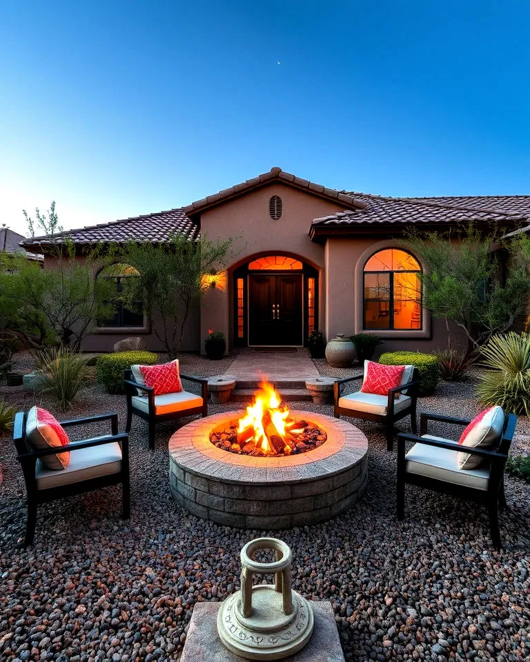 Fire pit with seating area