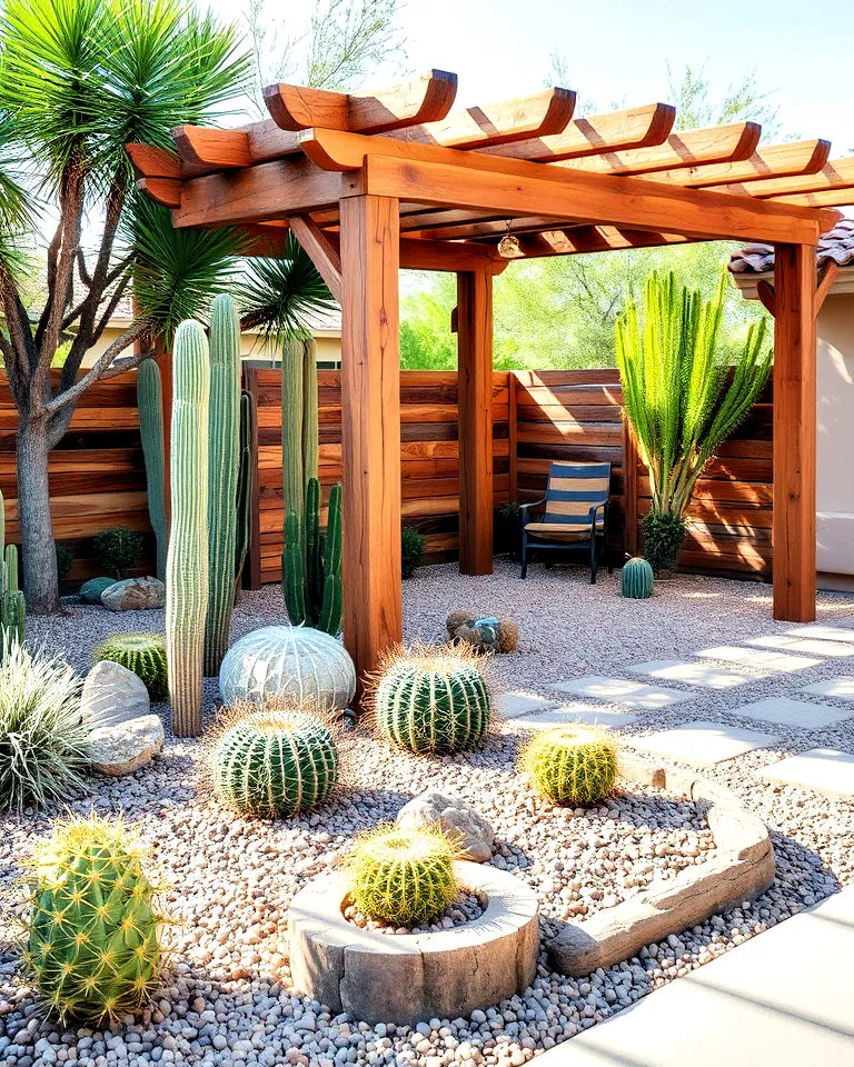 Rustic wooden accents in desert landscape