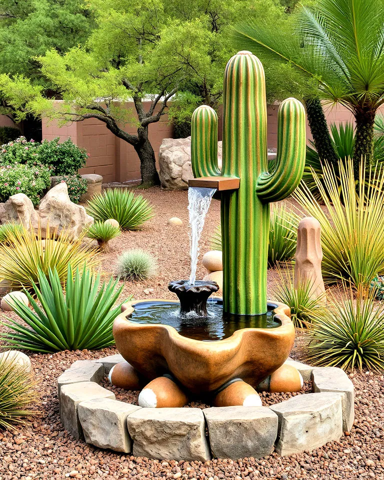 Saguaro-inspired water fountain