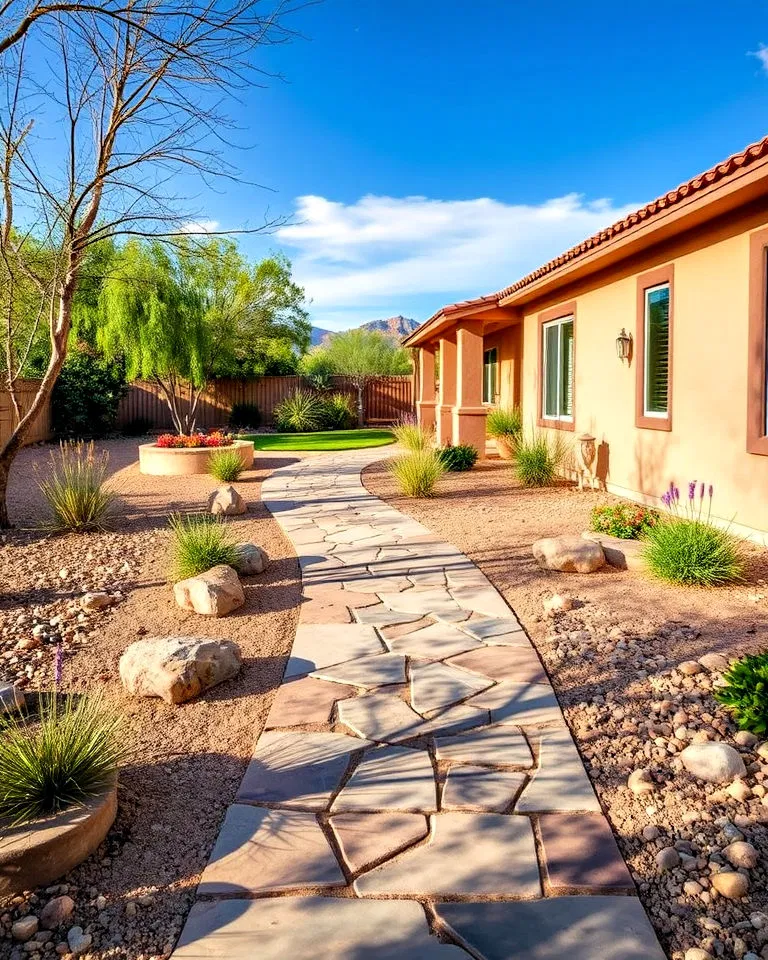 Flagstone walkway in front yard