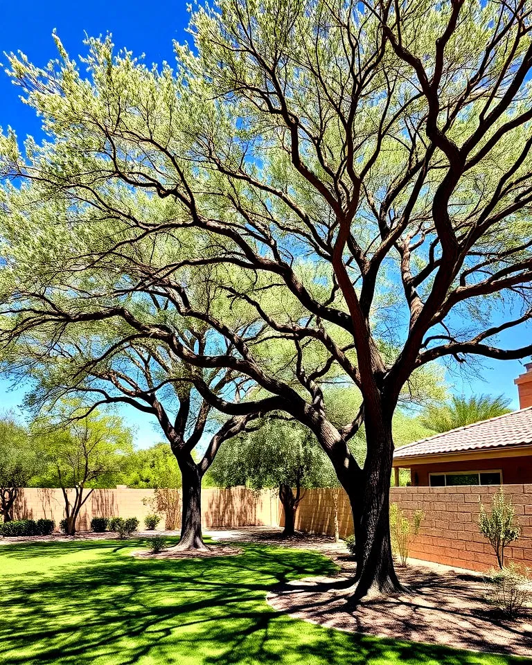 Palo Verde and Mesquite trees in yard