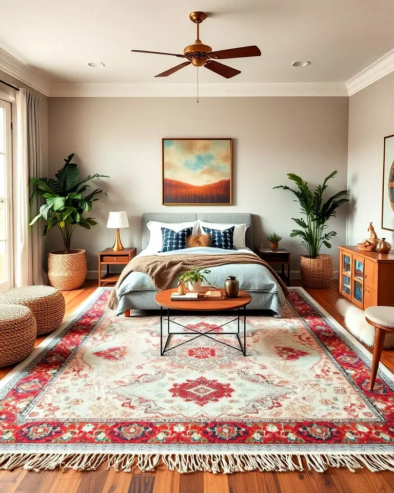 Layering rugs in eclectic interiors