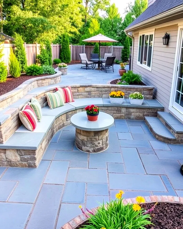 Bluestone Patio with Built-In Seating