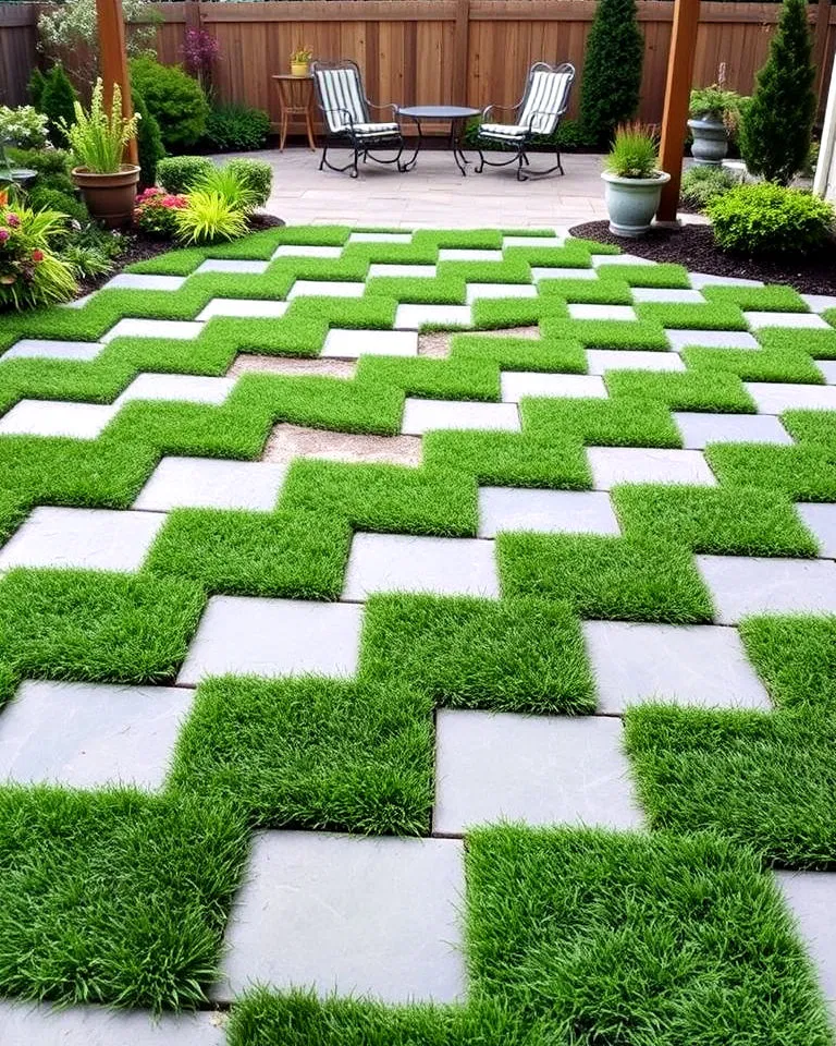 Bluestone and Grass Checkerboard Pattern