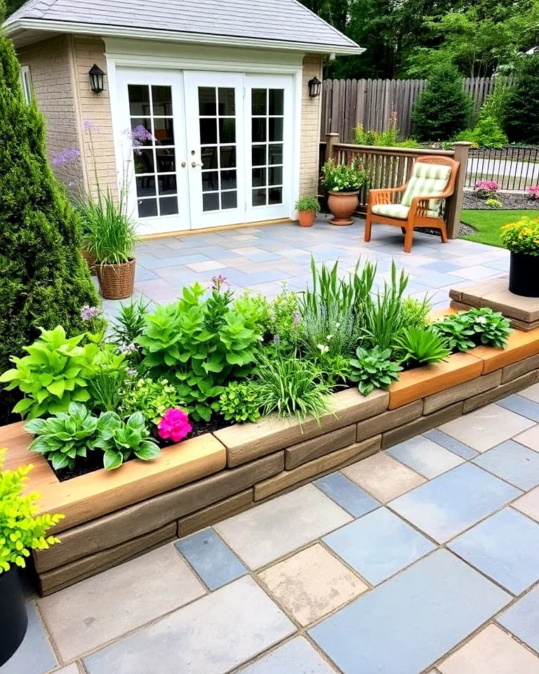Bluestone Patio with Built-In Planters