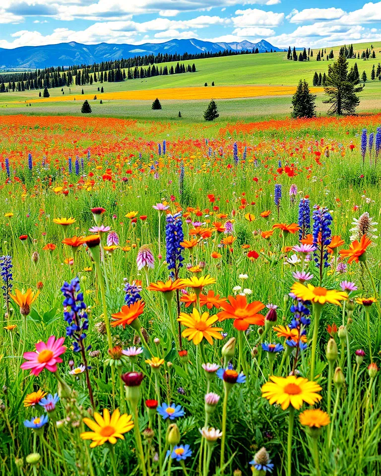 Vibrant wildflower meadow in Colorado