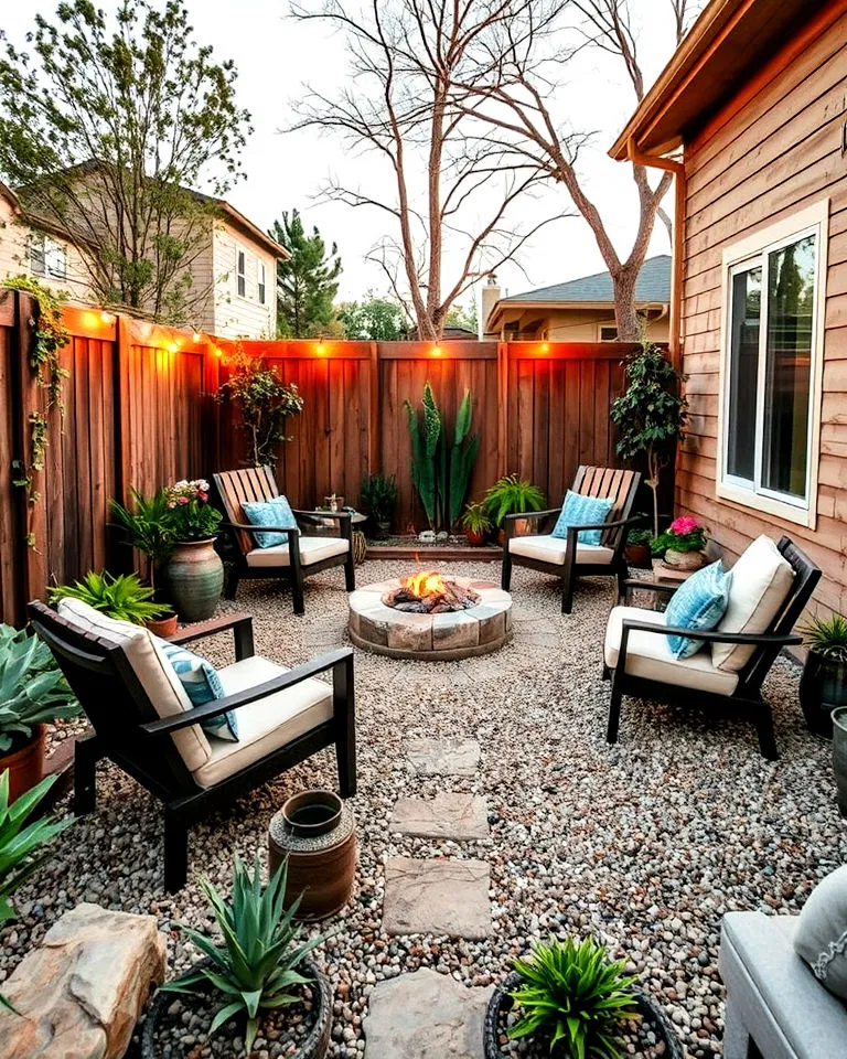 Rustic decomposed granite seating area