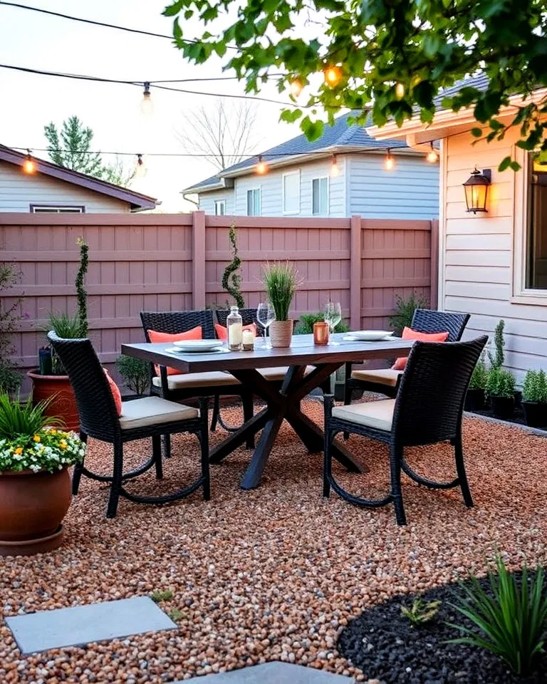 Decomposed granite outdoor dining area