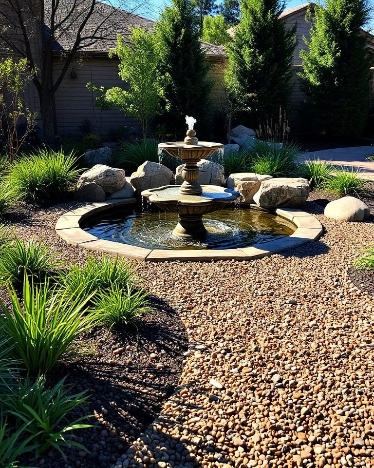 Decomposed granite around water feature