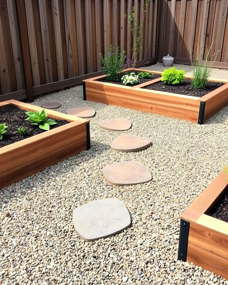 Decomposed granite in raised garden beds