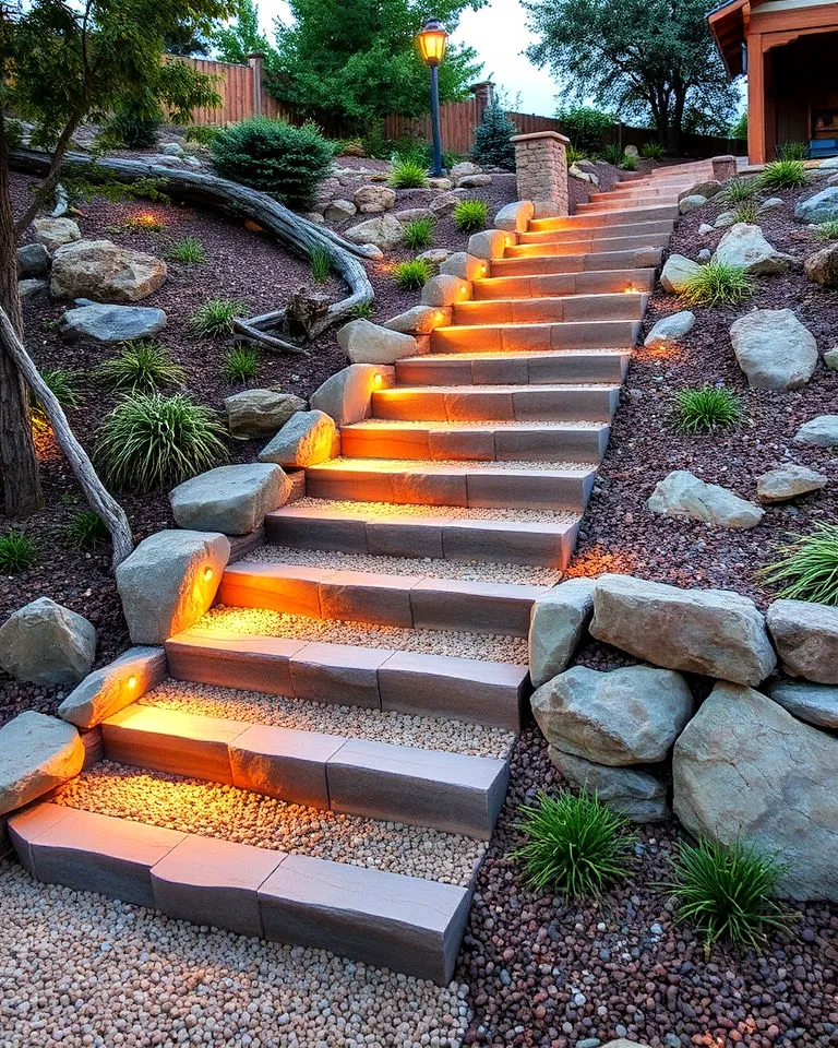 Decomposed granite outdoor staircases
