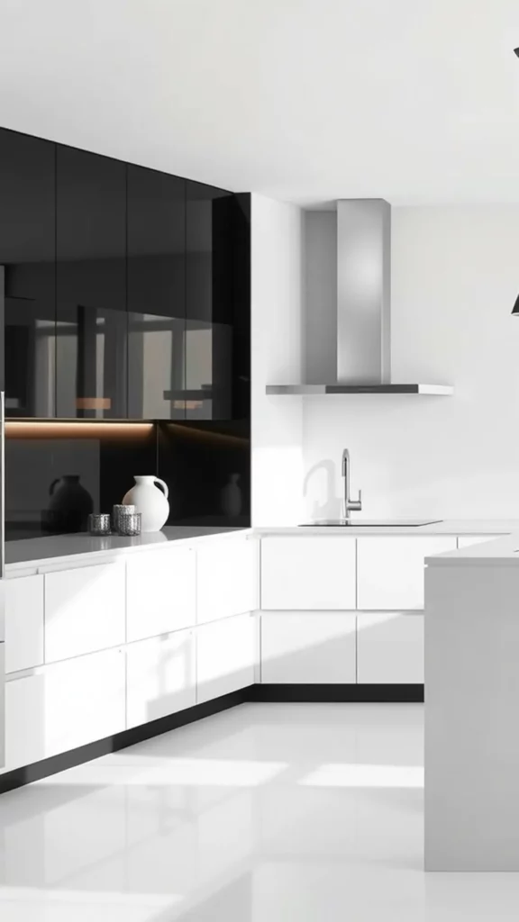 Minimalist black and white kitchen cabinets
