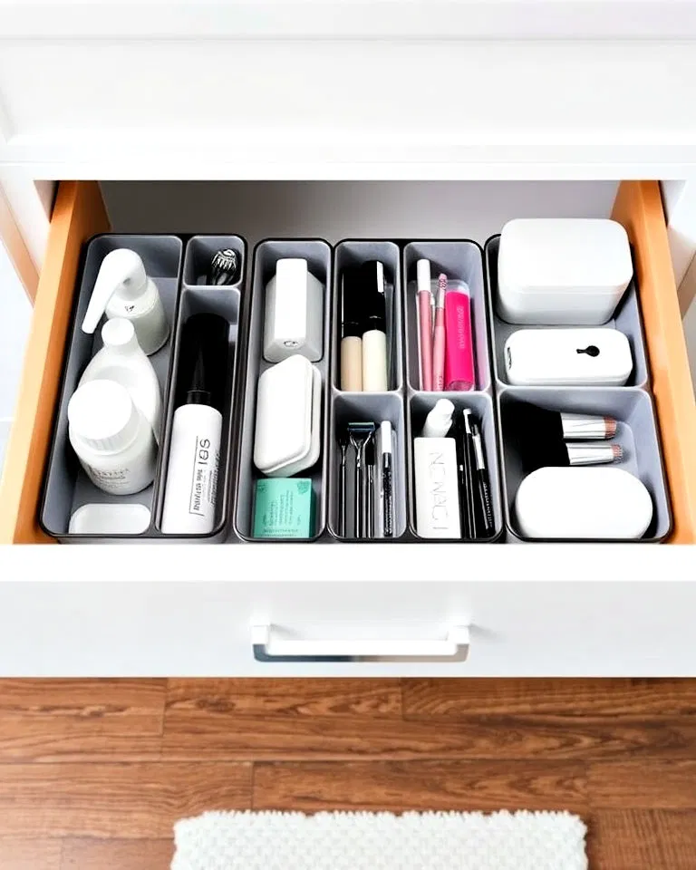 stackable and tiered bathroom drawer organizers