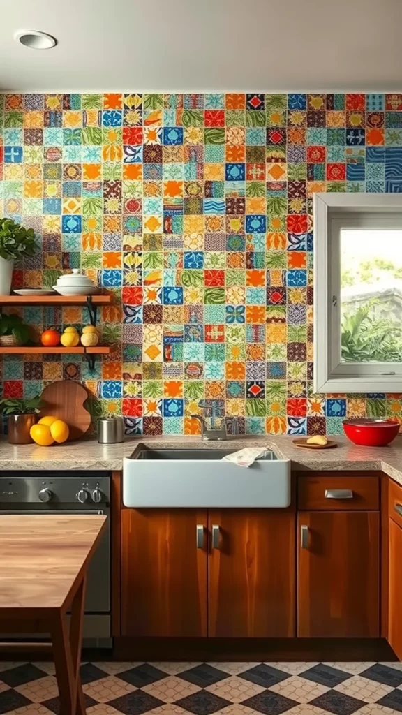 Colorful vintage tile artwork