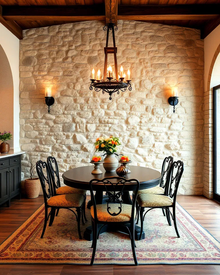 Stone accent walls adding rustic charm to Italian interiors