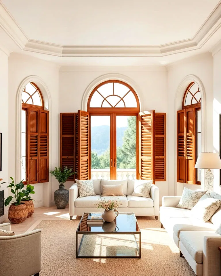 Large windows with shutters in Italian interior design