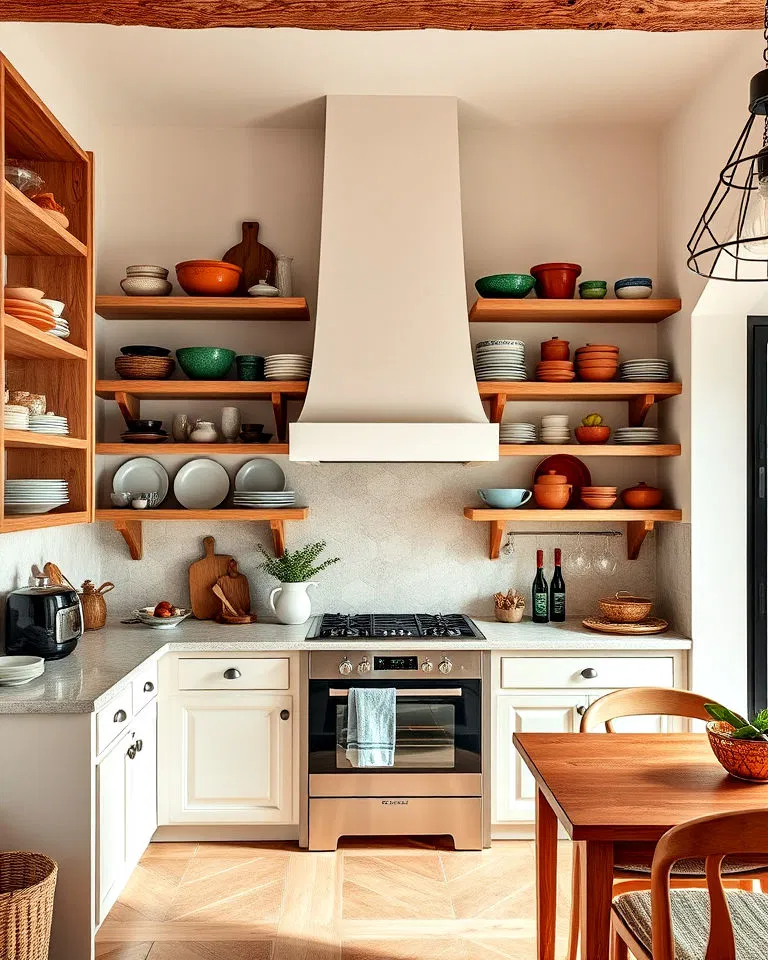 Open shelving with rustic charm in Italian kitchens