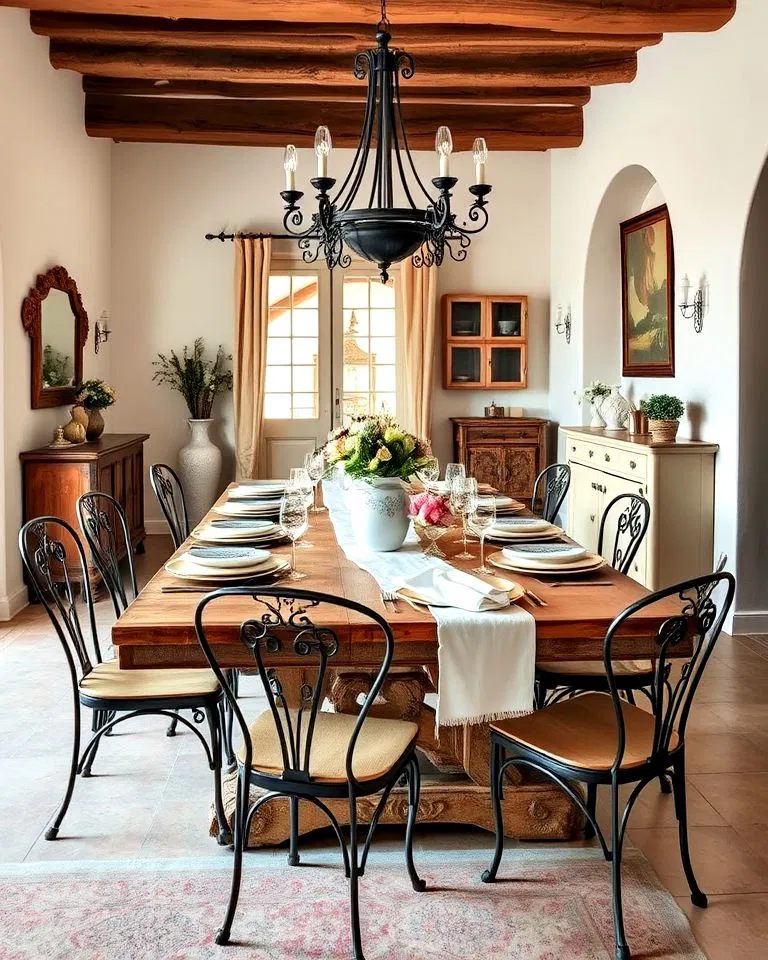 Large dining tables for gatherings in Italian homes