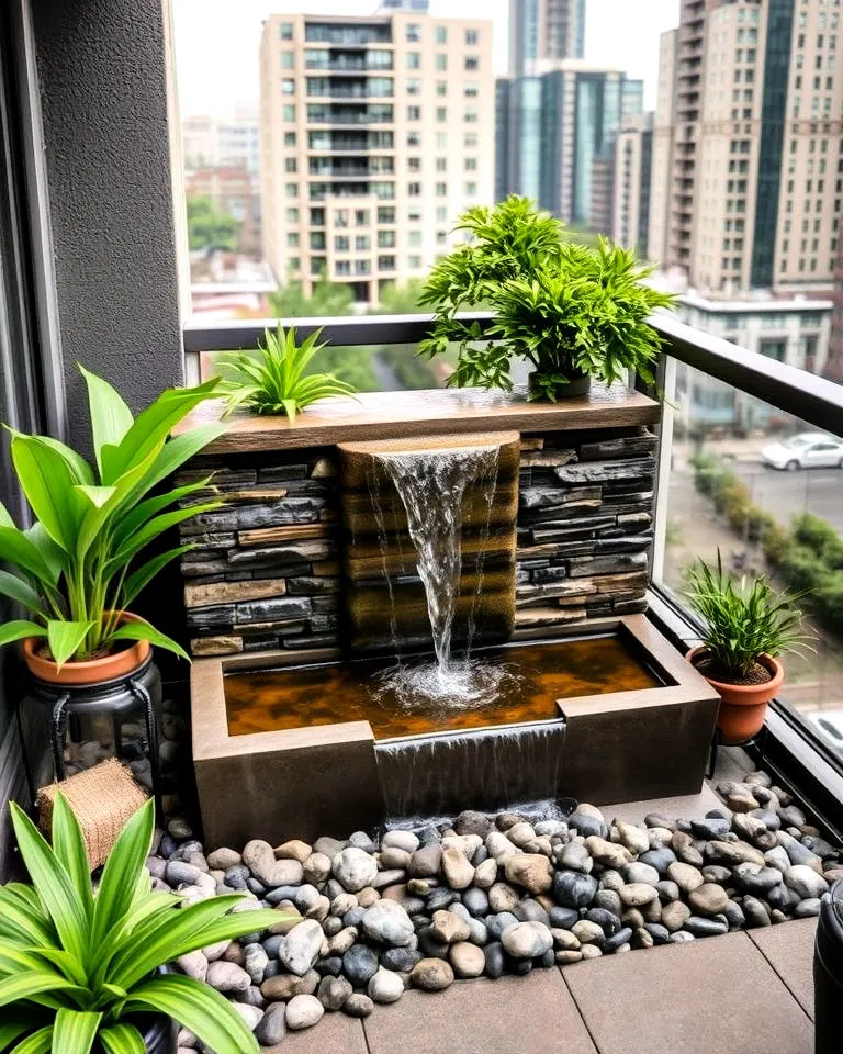 Balcony with water fountain