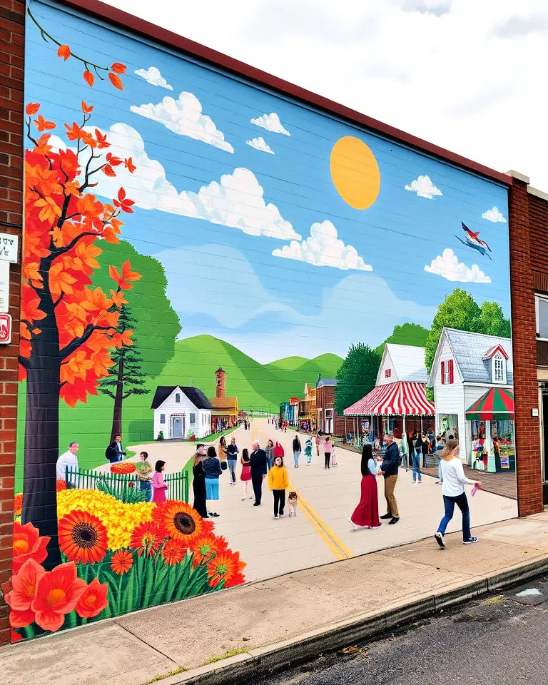 Mural showcasing seasonal festivals and events
