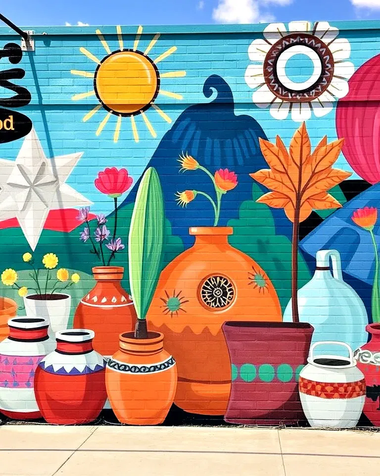 Mural celebrating local artists and craftspeople