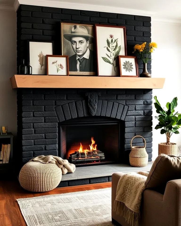two toned fireplace with dark and light contrast