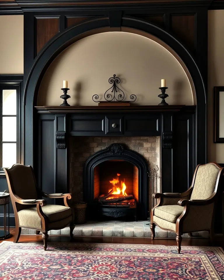 arched fireplace with old world charm