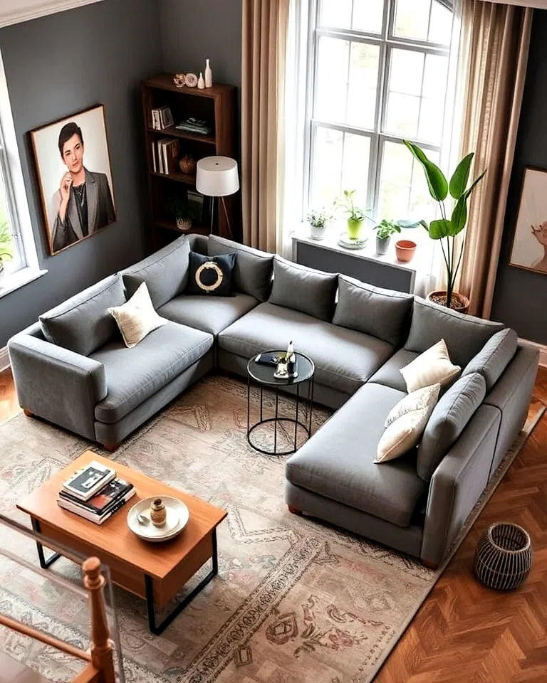 Modular sectional sofa with flexible arrangement