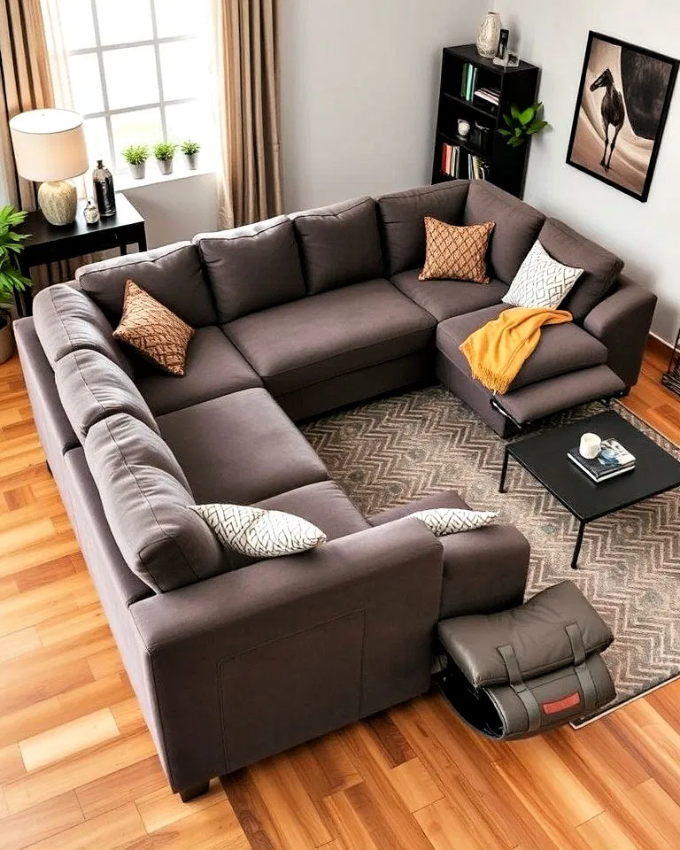 Sectional sofa featuring built-in recliners