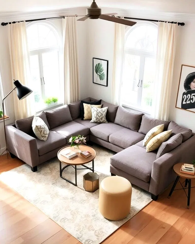 Sectional sofa placed against two walls in an L-shape