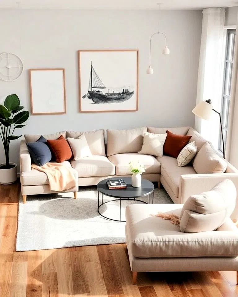 Sectional sofa with simple straight lines and minimalist design