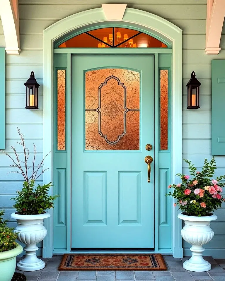 vintage teal front door