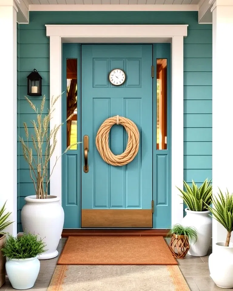 serene coastal teal front door