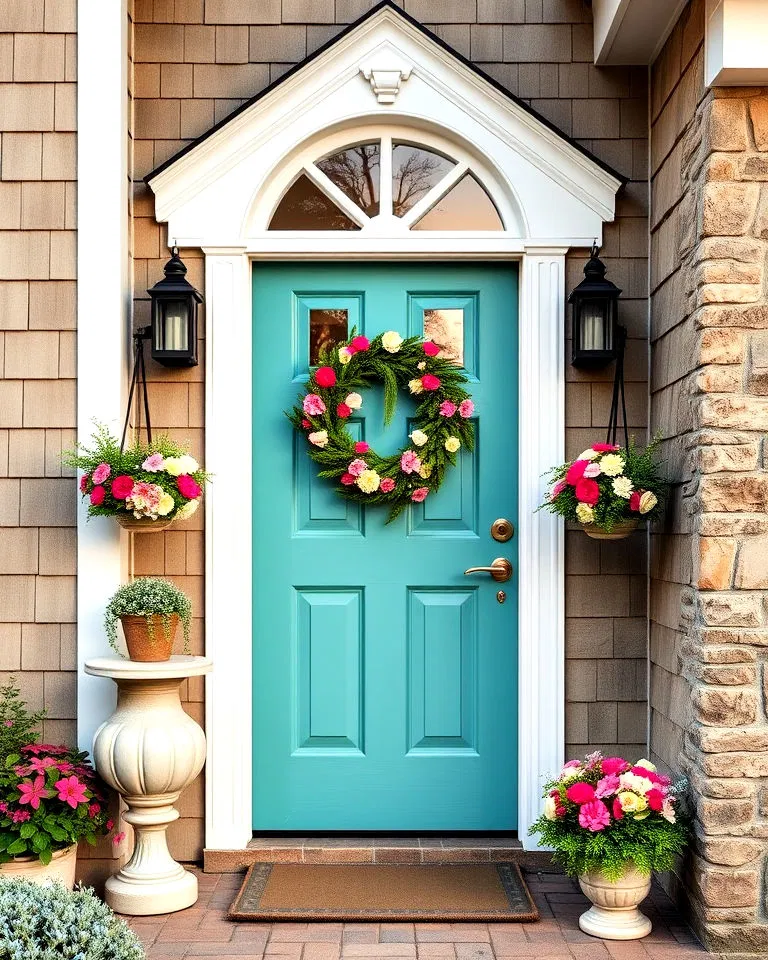 bright teal cottage style door