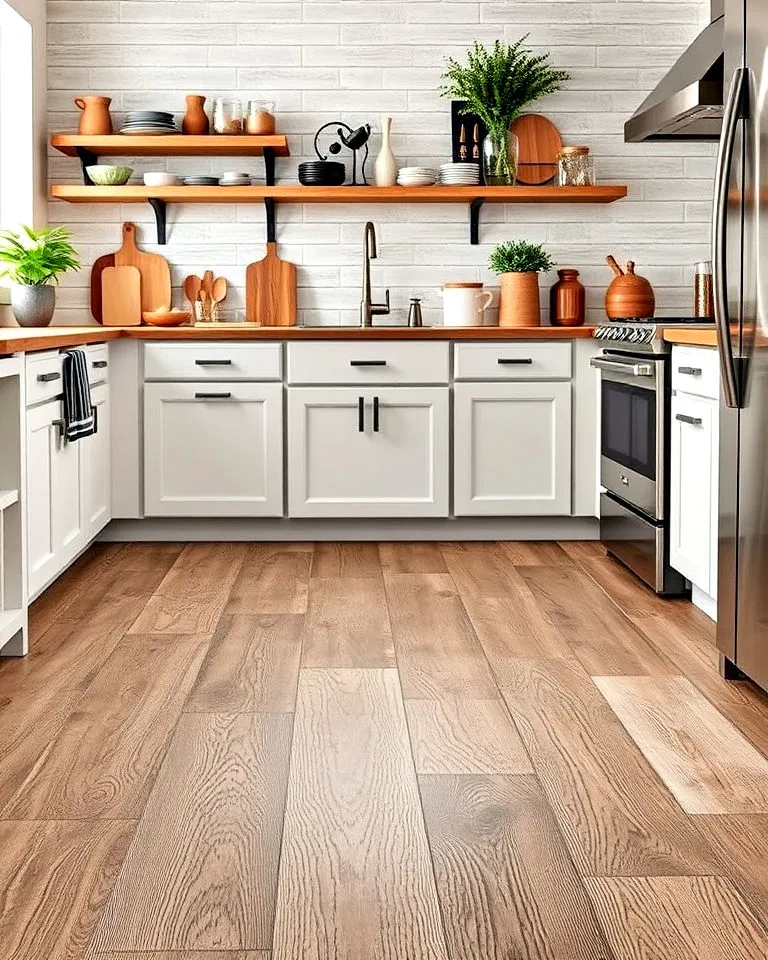 distressed wood vinyl flooring for kitchen