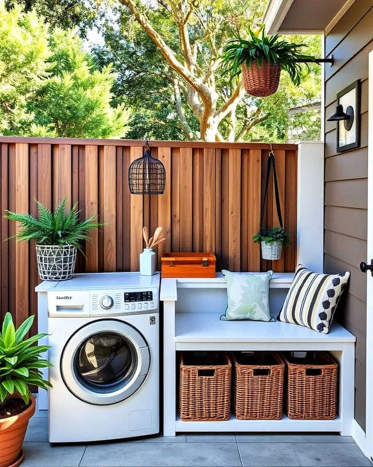 built in bench in your laundry area