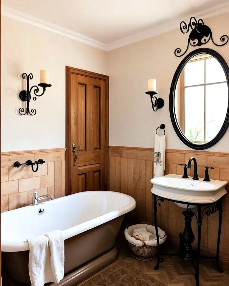 Wrought iron fixtures adding rustic charm